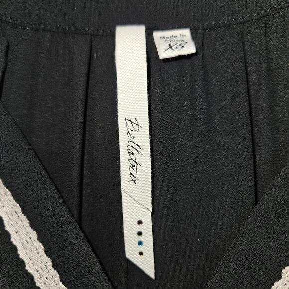 Bellatrix Black Dress Shirt White Lace Trim. Size XS Button Sleeve - Picture 6 of 6